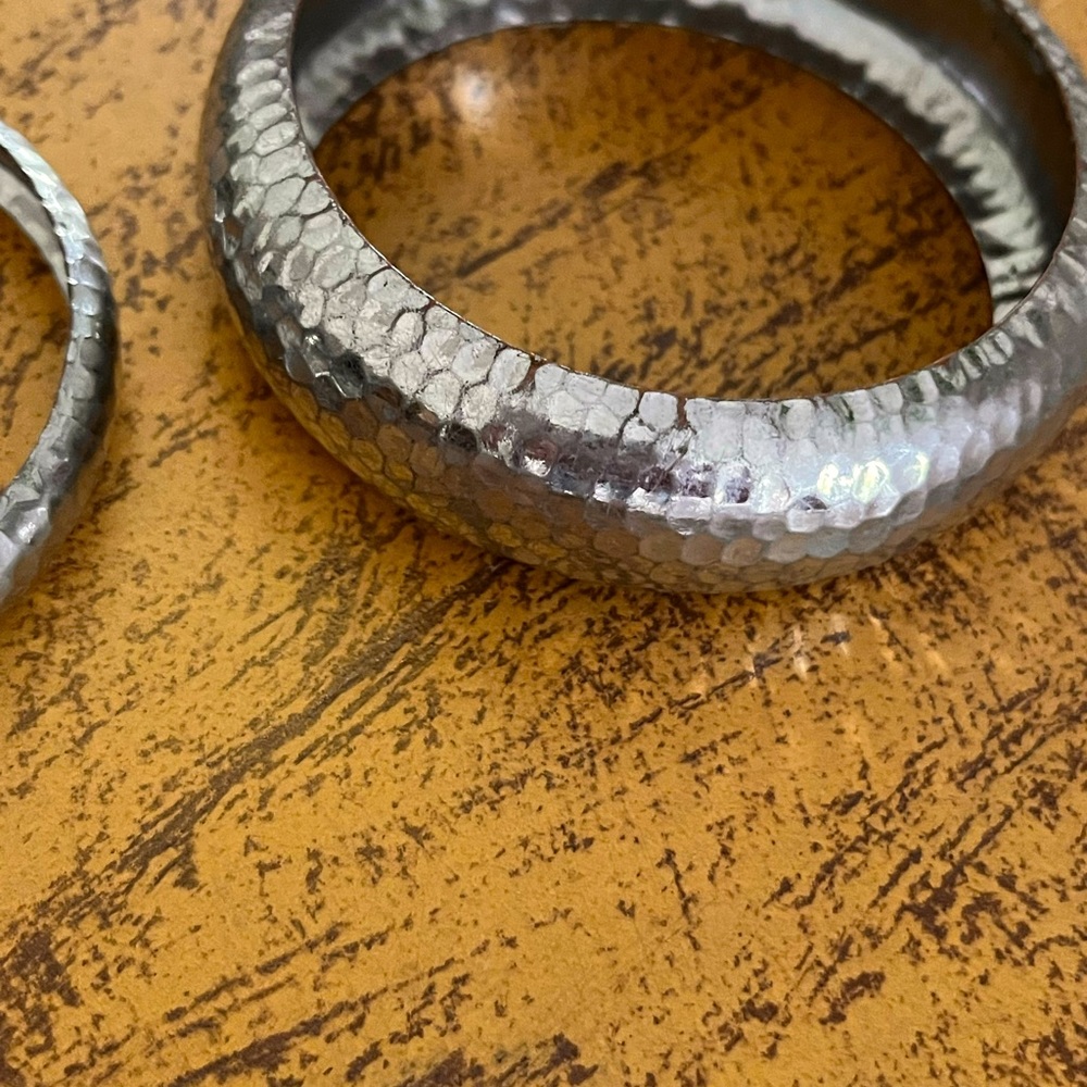 2 Beautiful Silver Tone Bangles - image 6